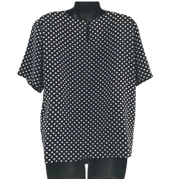 Ship + Shore black and white polka dot blouse size Large Petite - Picture 5 of 5